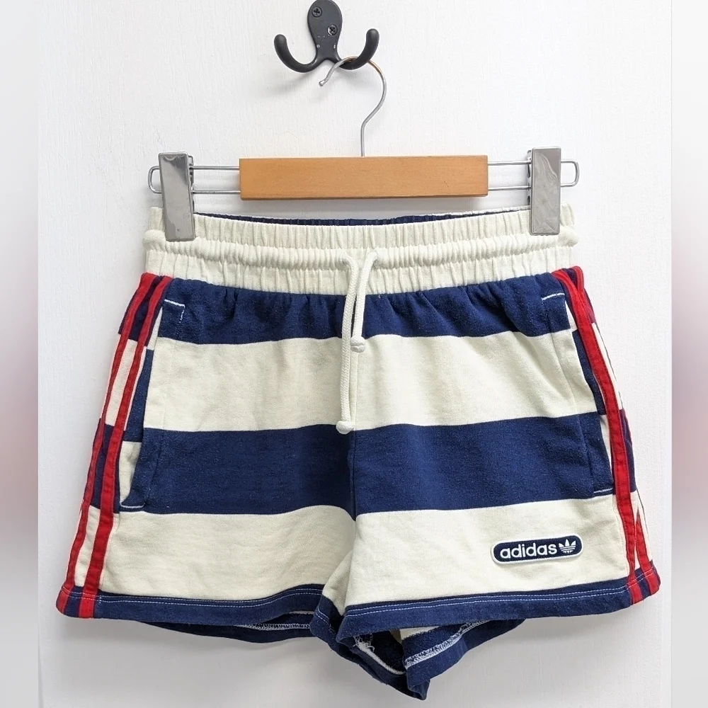 Adidas women's mid waist striped shorts size XS - Picture 2 of 14